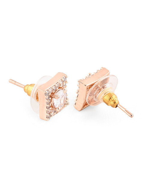 AMI Rose Gold Contemporary Studs Earrings - Image 3