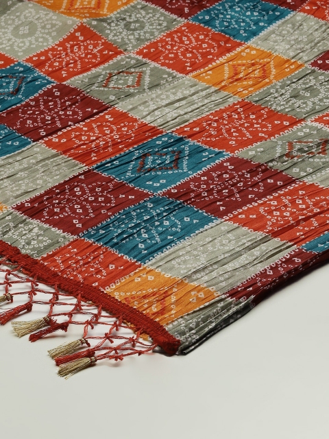 WEAVERS VILLA Multicoloured Printed Cotton Silk Dupatta - Image 2