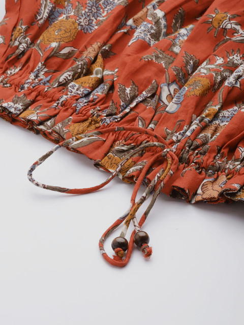 Varanga Maroon Floral Print Off-Shoulder Top - Image 6