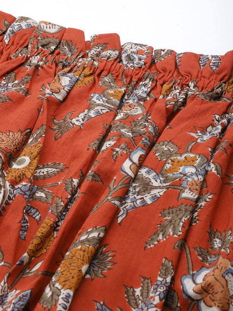 Varanga Maroon Floral Print Off-Shoulder Top - Image 2