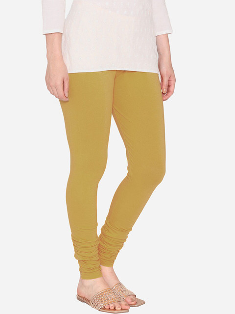 Vami Women Gold-Coloured Solid Churidar-Length Leggings - Image 2