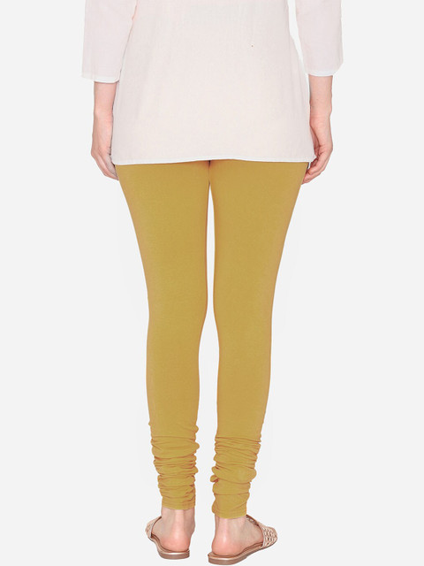 Vami Women Gold-Coloured Solid Churidar-Length Leggings - Image 4