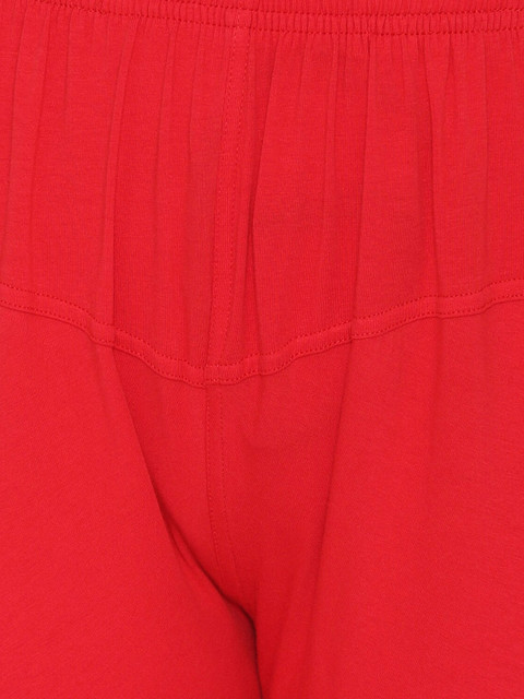 Vami Women Red Solid Churidar-Length Leggings - Image 5