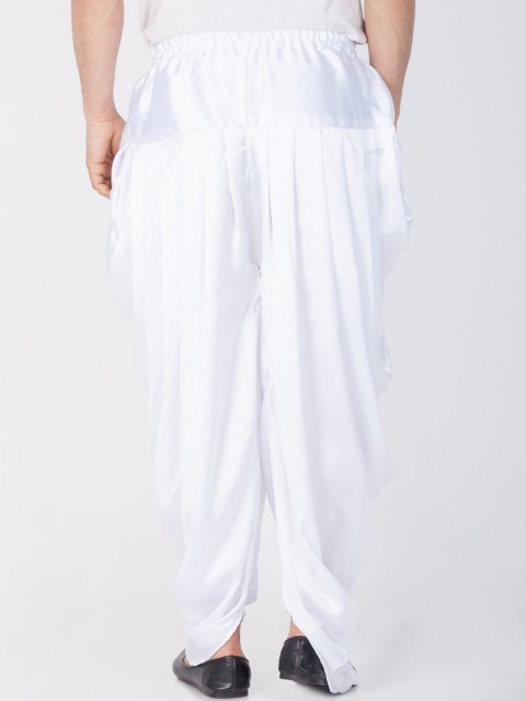 VASTRAMAY Men White Solid Cowl Dhoti Pants - Image 3