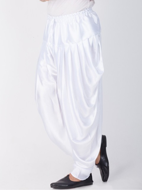 VASTRAMAY Men White Solid Cowl Dhoti Pants - Image 2