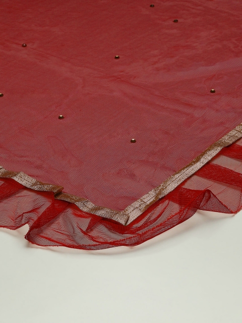 WEAVERS VILLA Maroon Dupatta with Stones - Image 2