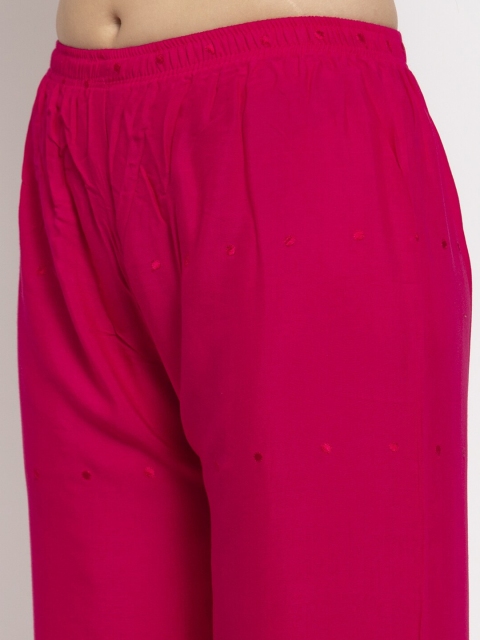 Miaz Lifestyle Women Pink Knitted Palazzos - Image 5