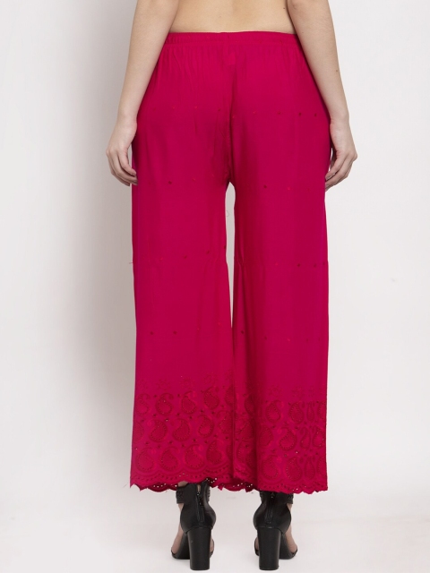 Miaz Lifestyle Women Pink Knitted Palazzos - Image 3