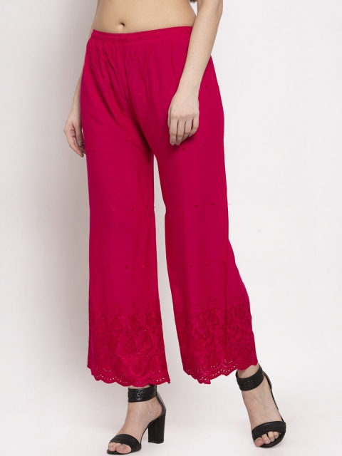 Miaz Lifestyle Women Pink Knitted Palazzos - Image 2