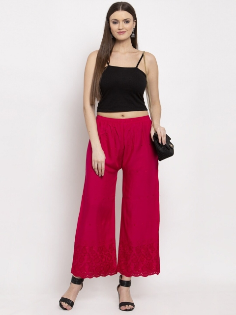 Miaz Lifestyle Women Pink Knitted Palazzos - Image 4