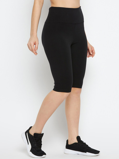 Hypernation Women Black Solid Cotton Lycra Bicycle Shorts - Image 2