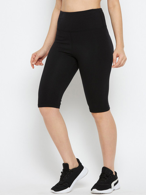Hypernation Women Black Solid Cotton Lycra Bicycle Shorts - Image 3