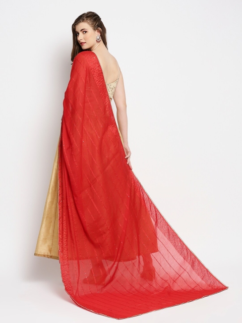 Dupatta Bazaar Red Embroidered Chanderi Dupatta with Sequinned - Image 5