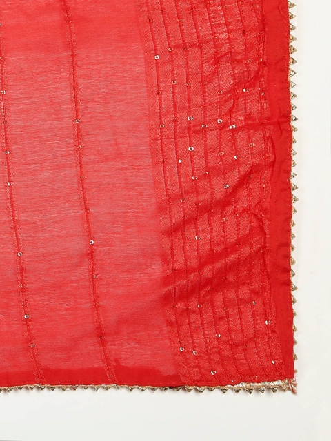 Dupatta Bazaar Red Embroidered Chanderi Dupatta with Sequinned - Image 7