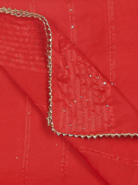 Dupatta Bazaar Red Embroidered Chanderi Dupatta with Sequinned - Image 6