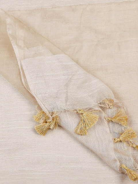 Dupatta Bazaar Gold-Toned Woven Design Linen Dupatta - Image 6