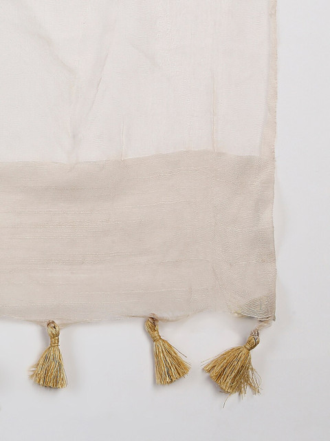Dupatta Bazaar Gold-Toned Woven Design Linen Dupatta - Image 7