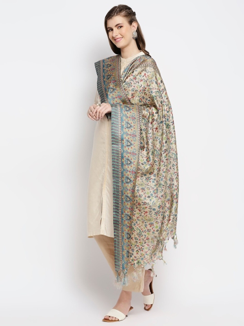 Dupatta Bazaar Beige & Blue Ethnic Motifs Printed Art Silk Dupatta - Image 3