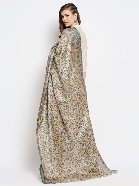 Dupatta Bazaar Beige & Blue Ethnic Motifs Printed Art Silk Dupatta - Image 4