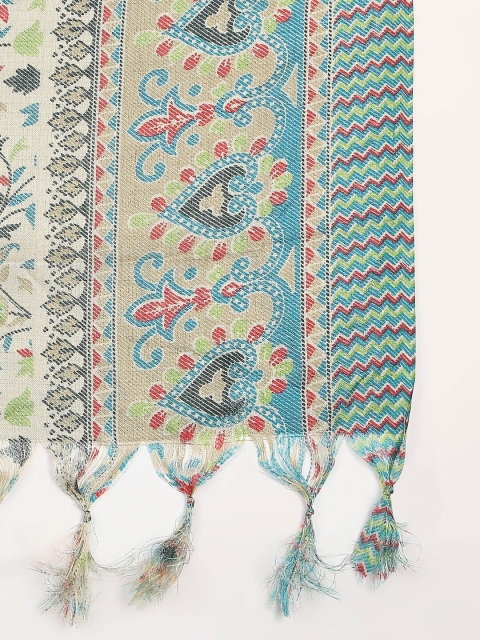 Dupatta Bazaar Beige & Blue Ethnic Motifs Printed Art Silk Dupatta - Image 7