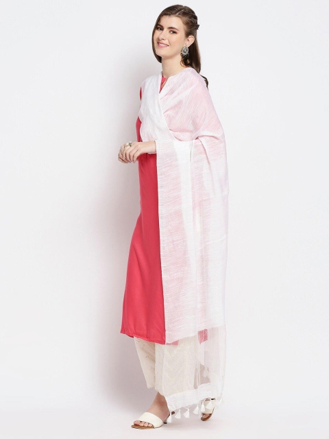 Dupatta Bazaar White Woven Design Linen Dupatta - Image 3