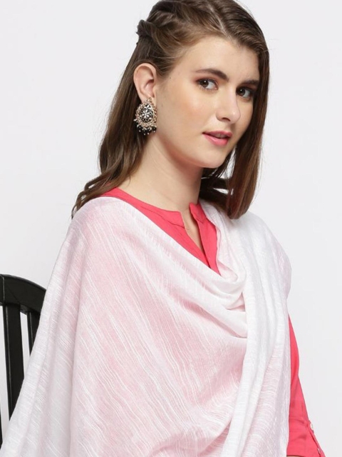 Dupatta Bazaar White Woven Design Linen Dupatta - Image 2