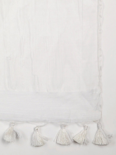Dupatta Bazaar White Woven Design Linen Dupatta - Image 7