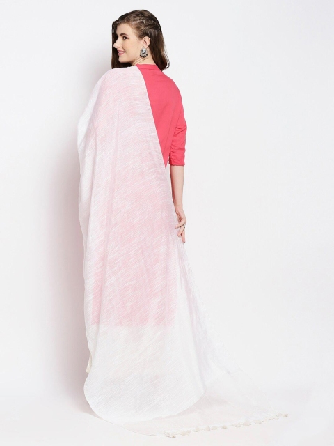Dupatta Bazaar White Woven Design Linen Dupatta - Image 4