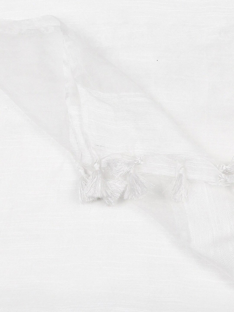Dupatta Bazaar White Woven Design Linen Dupatta - Image 6