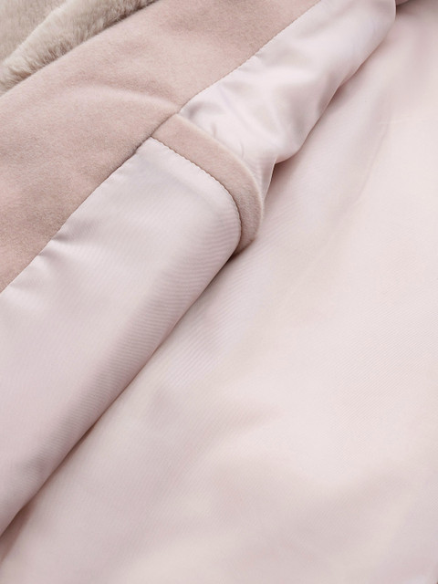 Chemistry Women Dusty Pink Solid Belted Faux Fur Trim Longline Overcoat - Image 7