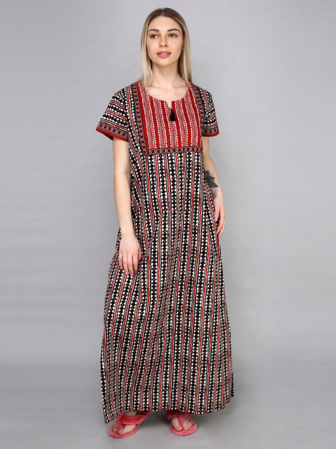 evolove Rust Printed Maxi Nightdress