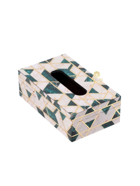 DULI White & Green MDF Wood Tissue Box Holder - Image 3