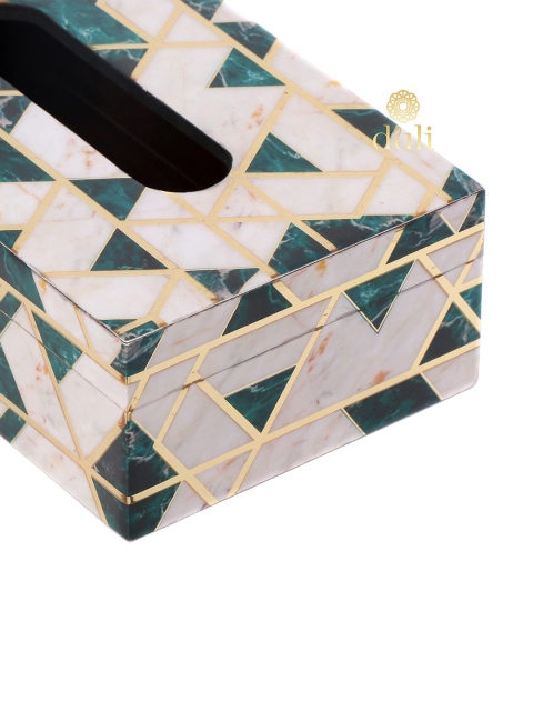 DULI White & Green MDF Wood Tissue Box Holder - Image 5