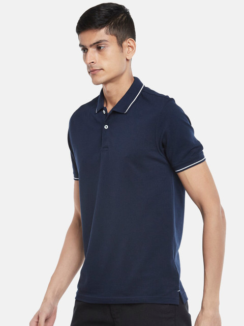 BYFORD by Pantaloons Men Navy Blue Polo Collar Outdoor T-shirt - Image 3
