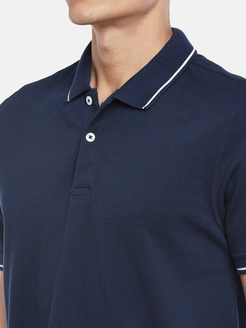 BYFORD by Pantaloons Men Navy Blue Polo Collar Outdoor T-shirt - Image 2