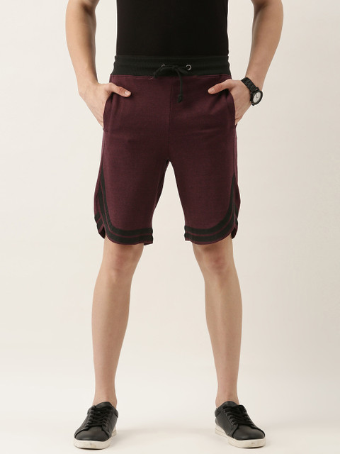 ARISE Men Burgundy Solid Shorts