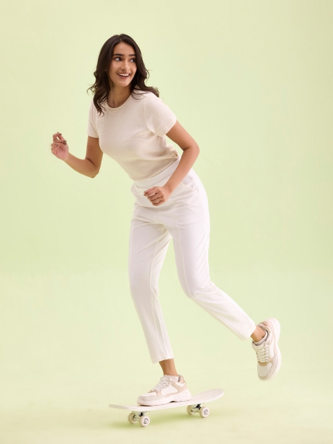 Go Colors Women White Slim Fit Trousers - Image 5