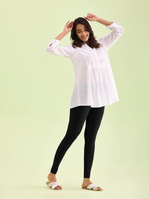 Go Colors Women Black Solid Ankle Length Leggings - Image 3