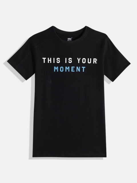 HRX by Hrithik Roshan Boys Black Typography Printed Lifestyle T-shirt - Image 3