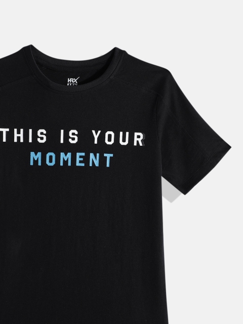 HRX by Hrithik Roshan Boys Black Typography Printed Lifestyle T-shirt - Image 5