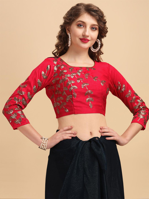 Sangria Teal Sequinned Liva Saree - Image 6