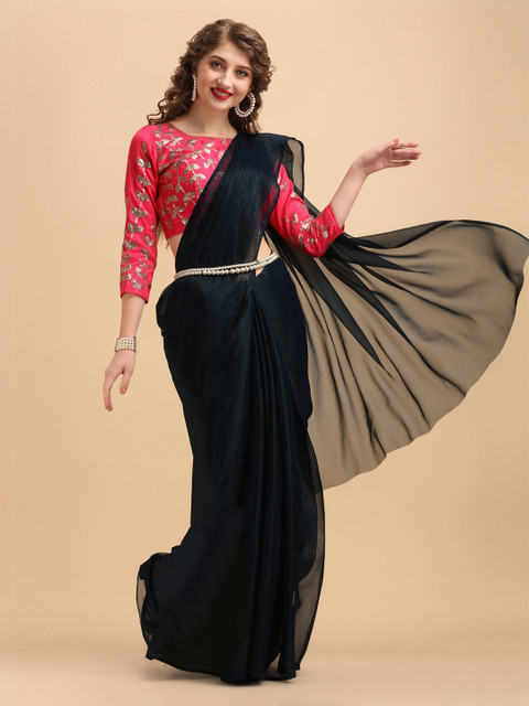 Sangria Teal Sequinned Liva Saree - Image 2