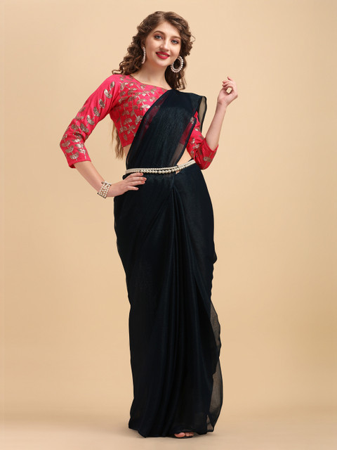 Sangria Teal Sequinned Liva Saree - Image 4