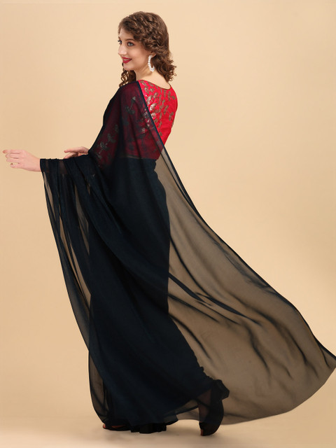 Sangria Teal Sequinned Liva Saree - Image 5