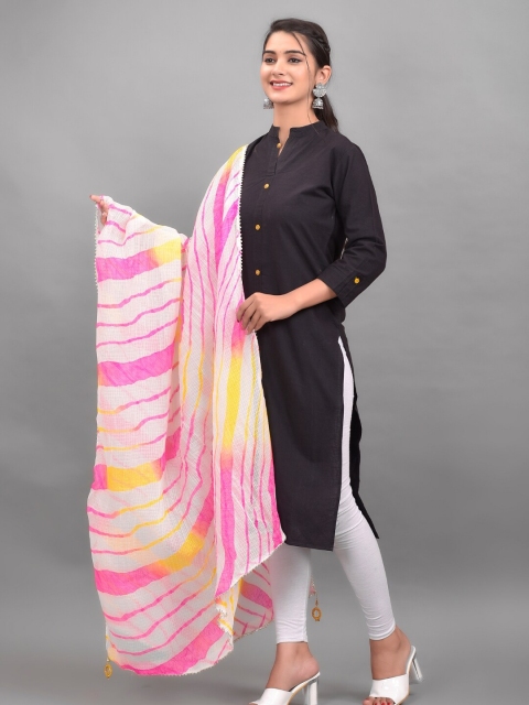 Apratim White & Pink Printed Leheriya Dupatta - Image 3