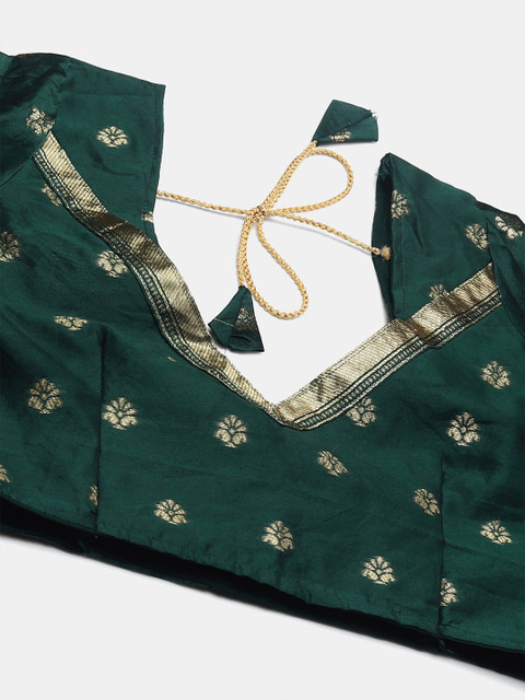 Warthy Ent Green & Red Semi-Stitched Lehenga & Unstitched Blouse With Dupatta - Image 2