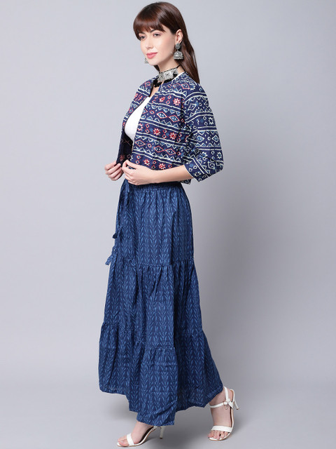 TAG 7 Women Blue Indigo printed Cotton Skirts - Image 5