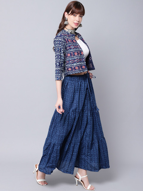 TAG 7 Women Blue Indigo printed Cotton Skirts - Image 8