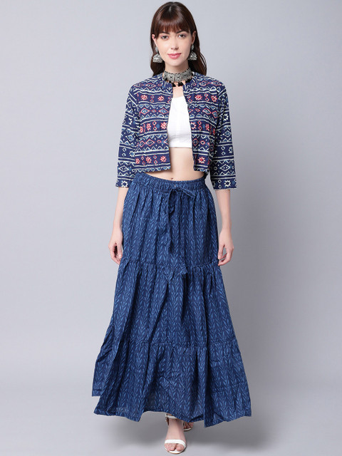 TAG 7 Women Blue Indigo printed Cotton Skirts - Image 2
