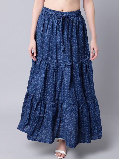 TAG 7 Women Blue Indigo printed Cotton Skirts - Image 3